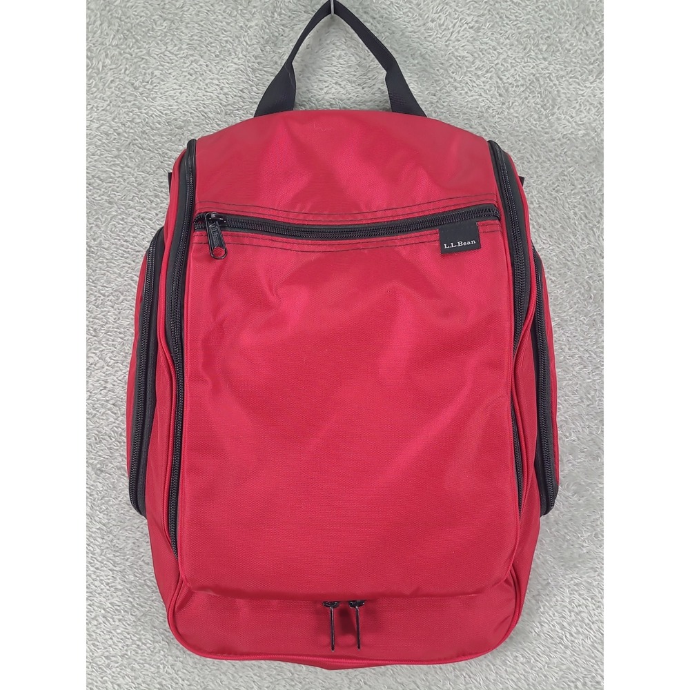 LL Bean Personal Organizer Toiletry Bag Red Nylon Hanging Travel Kit 245362